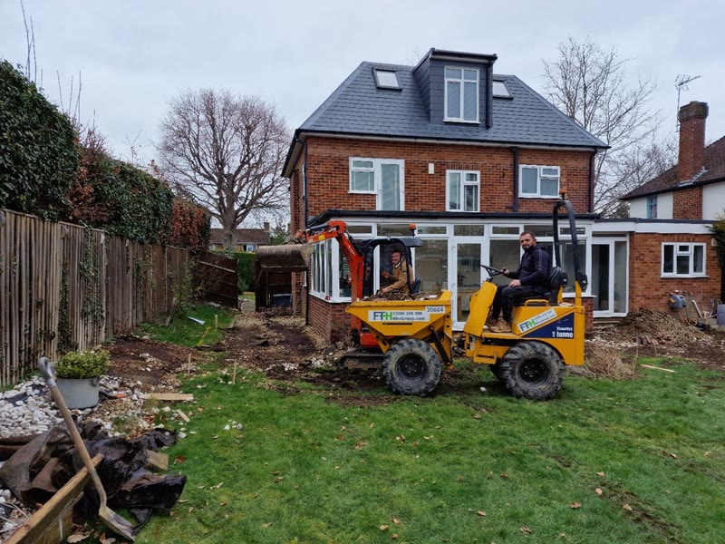 Back garden before — digger and groundworks